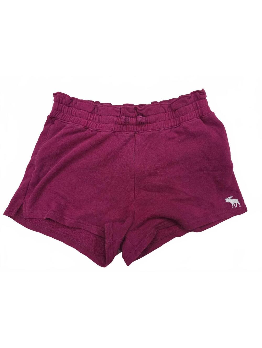 Abercrombie Kids Girls 15/16 Berry Burgundy Ruffle Waist Fleece Shorts Logo
